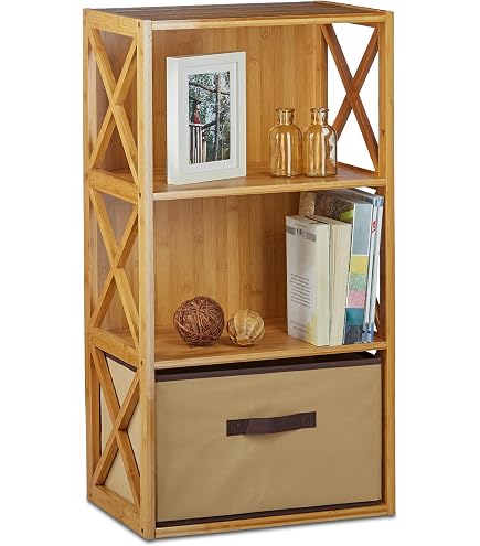 Spetebo Klappbares Bambus Standregal mit 4 Ablagen - 94 cm H