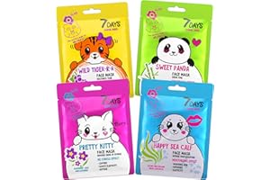 7DAYS Set De Regalo Para El Cuidado Facial Con Juegos De Mascarillas - Juego De Mascarillas En Hoja Hidratantes, Nutritivas, Iluminadoras - Set De Regalo De Mascarillas Faciales Para La Belleza