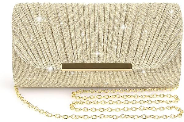 BELICOO Kuvertväska för kvinnor, kuvertkuvertkuvertkuverthandväska aftonväskor med avtagbar kedja, glitterkoppling för bröllop brud bal fest