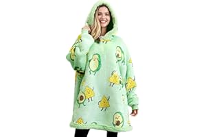 Giggling Getup Koc do noszenia dla dorosłych - zielony nadruk awokado, ZIELONY, rozmiar uniwersalny