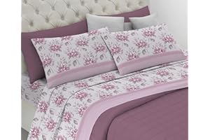Riad Arredo Set Completo Letto in Flanella 100% Caldo Cotone Antipalline - Completo Lenzuola Morbide - Made In Italy (Ortensia Rosa, Matrimoniale)