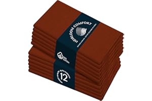 HEIRLOOM COMFORT Rust Cloth Napkins 43x43 cm, 100% Cotton, Soft, Absorbent, Washable, Durable, Reusable, 12 Pack - Perfect Table Napkin for Dinner, Weddings, Fall, Holiday, Everyday Use