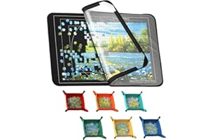 MOZOOSON Jigsaw Board 1000, 500 Pieces Jigsaw Puzzle Board 32 x 22in, Jigsaw Accessories Puzzle Storage Board for Easy Move and Store (1 Clear Cover, 6 Puzzle Sorting Trays)