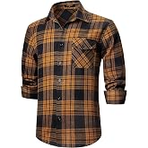 HISDERN Men's Long Sleeve Plaid Shirt Casual Plaid Flannel Shirts with 2 Pockets Regular Fit with Buttons