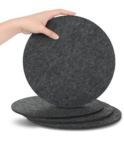 Set van 12 ronde vilten onderzetters 20 cm - vilten onderzetters voor dranken, kopjes, bar, premium glas (rond 20 cm, zwart
