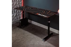 X Rocker Cougar XL Escritorio y estación de trabajo para juegos de altura ajustable, mesa de computadora de metal resistente con alfombrilla de ratón grande, portavasos y bandeja para cables – Negro