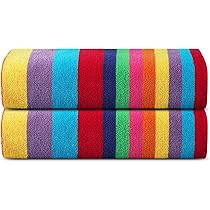 Sweet Needle strandlakens voor volwassenen, 2 stuks - koningsblauw en wit Cabana gestreept klassiek - 100% katoenen badstof ringgesponnen badhanddoek, grote zwemhanddoek, 450 gsm, 76x152 cm