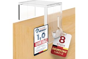 Bada Bing Fensterhaken 8er Set - Klemmbereich bis 25mm - Transparente Türhaken - Robuste und praktische Haken - Für jede Rahmenfarbe - Stabile Halterung Fenster - Ohne Kratzer am Fensterrahmen