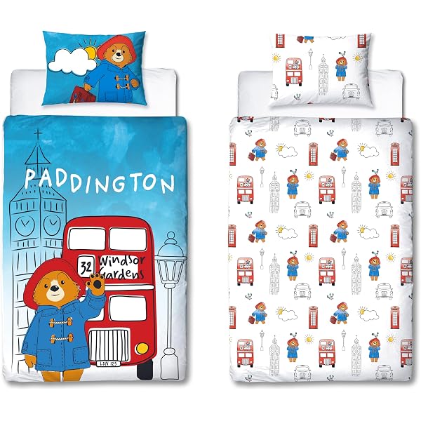 Paddington Pyjamas Bear de Luxe pour Enfants, Bas Longs avec t-Shirt à Manches Longues, garçons Filles, Ensemble Cadeau Unisexe de Pyjamas de Personnage, Blanc, 9-12 Mois
