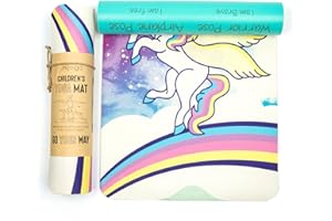 ‎MYGA Myga Kinder-Yogamatte – Rutschfeste Kindermatte, Fitness und Bewegung – Mehrzweckmatte mit 8 Yoga-Posen auf der Rückseite – Bequem, leicht und reisefreundlich