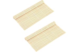 Gaaines 2 Pcs Bamboo Sushi Mat,Sushi Making Bamboo Mat Kit,Sushi Roller Mat,Sushi Wood Rolling Mat Set,Beginner DIY Sushi Roller Mold Making Assistant (24 * 23cm)