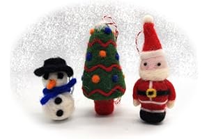 MillyRose Crafts Needle Felting Kit, Felting Kits for Beginners Adult, Christmas Needle Felting Kit - 6 Felt Baubles, 2 of Each Design - Wool Craft Kit