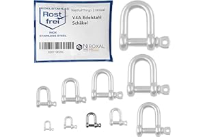 NietFullThings 10 Stueck 6-mm Edelstahl Rund-Scheakel aus V4A Kurze gerade robuste Form Bruchlast 1.500 kg Schäkel 6x21-mm