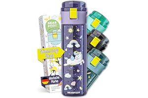 BEARFOOT Butelka do picia dla dzieci, zabezpieczona przed wyciekiem, 500 ml, lekka butelka na wodę z tritanu, nie zawiera BPA, nadaje się do mycia w zmywarce, dla chłopców, dziewczynek, małych dzieci