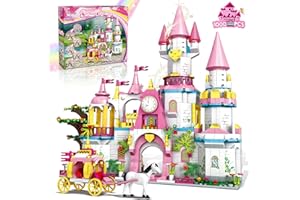 Castle STEM Building Toys for Girls Ages 6 7 8 9 10 11 12 Years Old, VINTOP Sets Girl Boys, 1000PCS Pink Princess Carriage Playsets Creative Blocks Xmas Toy Gifts Kids (C0219)