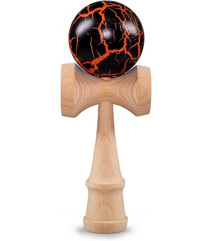 Ganzoo Kendama Japonés De Haya – 16 Cm, Bola De 6 Cm, 3 Tazas Y Cuerda De Nylon, Juego De Habilidad Y Destreza