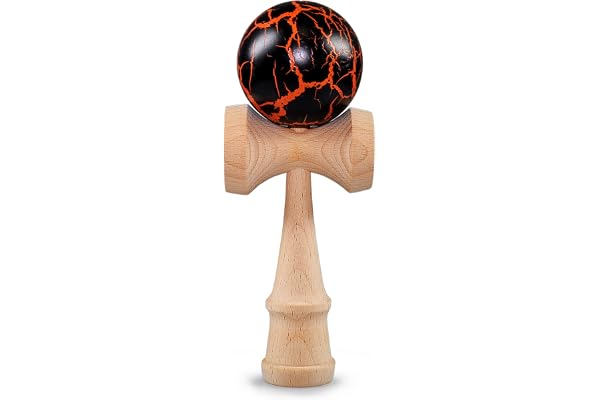 Ganzoo Kendama i bokträ, original japansk traditionell leksak i bokträ, bollspel, skicklighetsspel present