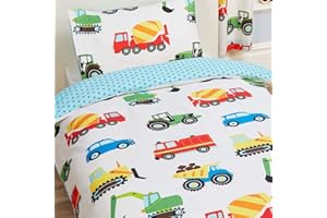 PriceRightHome Trucks and Transport 4 in 1 Junior Bedding Bundle Set (Duvet, Pillow and Covers)