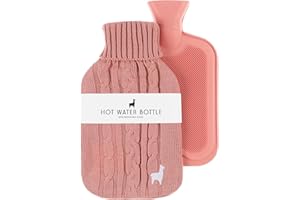 Nordstern Borsa dell'acqua calda di alta qualità con rivestimento in maglia morbida, a prova di perdite, per alleviare il dolore, in gomma naturale, per bambini e adulti, colore: rosa
