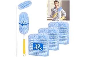 HYWEAN HSAFE 30 Piezas Plumero Atrapapolvo Recambios y 2 Mangos, Duster de Microfibra Que Atrapa el Polvo Eficientemente, Recambio Plumero Atrapapolvo para Limpieza de Hogar, Oficina y Pelos Mascotas