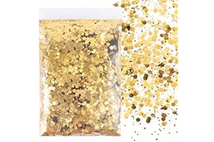 BETESSIN 50g Glitzer zum Basteln Gold Glitzerpulver Pailletten Glitter Pulver Glitzer Basteln Glitzerpuder für Nägel Gesicht Makeup Kartenbasteln Handwerk Nagelkunst