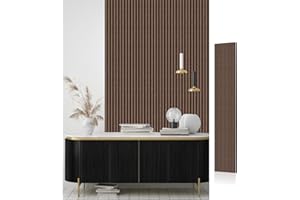 JSSZWYP AKK-STAVE Akustikpaneele Holz 240x60 cm (1er-Set 1,44 m²) - Akustik Paneele & Holzpaneele Wand für Schallschutz | 3D Paneele Wand als Wandverkleidung Innen,Schallabsorber für Wohnzimmer(Schwarznuss)