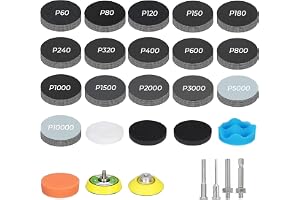 NUTKIT 320 st sandpapper kardborreband 50 mm, utan hål slipskivor set | 16 typer, blandad kornstorlek 60–10000, slippapper med kardborreband, polerdyna och slipskivor dyna, för trämetall