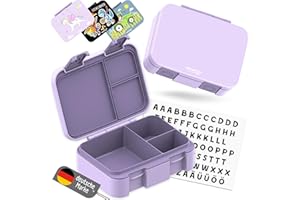 BEARFOOT Pudełko bento, śniadaniówka dla dzieci, bez BPA, do szkoły i przedszkola, szczelne pudełko na lunch dla dziewcząt i chłopców, praktyczne, lekkie i kompaktowe, fioletowe, 650 ml