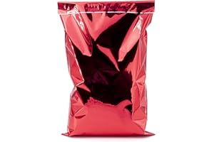 Italpak Sacchetti Regalo con Chiusura, Buste Metallizzate con patella adesiva Tinta Unita 50 pz, 20x32+4cm, Rosso