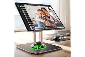 LISEN Tablet Stand Holder Fits iPad Stand for Desk 360° Adjustable Foldable Cookbook Stand Recipe Book Holder Desk Accessories Office Accessories for Can hold iPad, books, cookbooks, etc