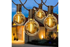 Torkase Utomhusljusslinga 8 M/27 FT G40 med 12 + 1 LED, Stränglampor Utomhus Plug-in Vattentät Varmvit 2 200 K, Lämplig för Trädgård Uteplats Cafe