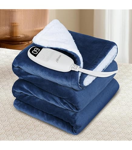 Coperta Riscaldante Elettrica In Pile Sherpa 200x150 Cm – Reversibile, Timer 1-9 Ore, 10 Livelli Di Calore, Lavabile In Lavatrice, Sicurezza CE, Per Divano E Letto
