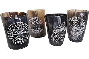 VORAGA Hornerey Set de cuerno de vikingo, cuerno de búfalo, 200 ml