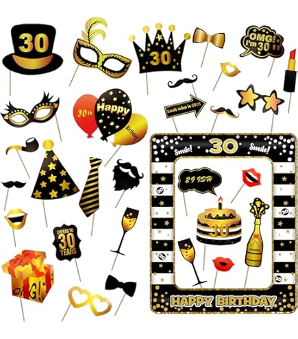 Urne Anniversaire Kit 54 Accessoires Photobooth - Lunettes, Moustaches, Lèvres - Pour Fêtes, Mariages Et Anniversaires Accessoires Déguisement Photo