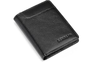 SENDEFN SENFEFN Portafoglio Uomo Vera Pelle Trifold, Portafogli Uomo Blocco RFID con 19 Porta Carte di Credito, Tasca Portamonete, 3 Scomparti Banconote