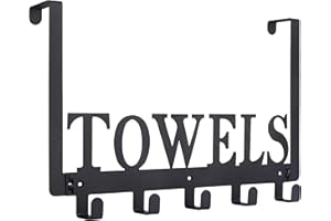 KUHOME Over The Door Hooks, Towel Holder for Bathroom, Door Mount Towel Rack Towel Hooks for Bedroom Kitchen Pool Beach Towels Bathrobe Wall Mount Hang on The Door Cabinet Cupboard Metal Sandblasted (Black)