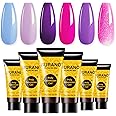 BURANO Poly Extension Gel Nail Kit, 6 Colors Nail Poly Nails Builder Gel Set for Beginner & Professional Using, Poly Nail Gel Kits DIY Starter Kit Nail Art Gift (purple)