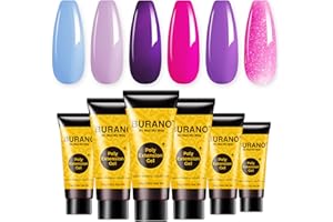 BURANO Poly Extension Gel Nail Set, 6 Couleurs d'Ongles Builder Gel Pour Débutants et Professionnels, DIY Starter Kit Nail Art (Purple)