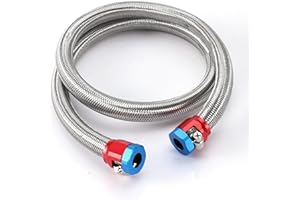 Gedlex Tubo Gasolina 10 mm, CPE con Trenzado de Acero Inoxidable, Linea Combustible 1 M con Abrazaderas Reforzadas, Resistente al Calor y a la Gasolina, a Prueba de Fugas