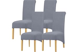 Leorate Dining Chair Slipcovers XL Size High Back Chair Covers Stretch Stripe Polar fleece Chair Protector for Kitchen Wedding Party Banquet Hotel Home Decor Greyblue Pack of 4