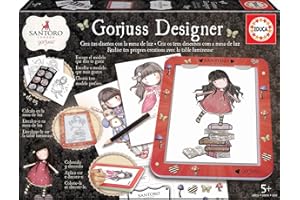 Educa - Mesa de Diseño de luz Gorjuss Designer, CREA Tus diseños, coloréalos y decóralos con Gorjuss, Contiene: Mesa de luz, librito de 32 páginas y Libro con Modelos, A Partir de 5 años (18238)