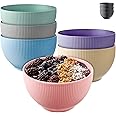 Praknu Cereal Bowls Set of 6 – Ceramic Colorful – Large Cereal Bowl – Microwave & Dishwasher Safe – 700 ml Soup Bowls
