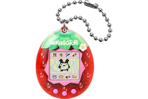 Bandai - Original Tamagotchi - Fresh Strawberry - Interaktivt djur med LCD-skärm på svenska, 3 knappar och minispel - virtuellt djurspel presentidé - jordgubbsdesign - leksak för barn från 8 år och