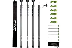 GARDEN V PRO Lot de 4 poteaux télescopiques pour bâche | Tiges de rechange réglables en aluminium, portables et légères pour tente de tente, auvent, camping en plein air, randonnée, randonnée et auvent + 6 piquets