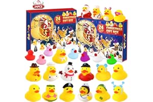 HLAYSHING Rubber Duck Advent Calendar 2025,24 Days of Advent Ccalendars Toys,Christmas Countdown Calendar,Rubber Ducks Bath Toys,24 Days Surprises Gift,Fun Christmas Party Favors for Girls Boys