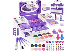 VEFOSAFE Trucchi Bambina Set - 66 pezzi Trucchi Bambina, Lavabile Set Di Trucchi per Bambini, Valigetta Trucchi Bambina, Set Trucco per Ragazze per Natale, Regali di Compleanno per Ragazze 3-12 Anni