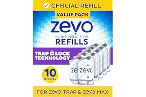 Zevo Flying Insect Trap Refill - for The Zevo MAX & Standard Indoor Fly Trap - Catch Gnats, House & Fruit Flies - Easy to Use - Mess-Free Disposal (10 Refill Cartridges)