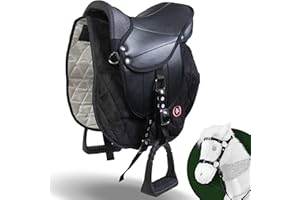 Pink Papaya Shetty Selle pour enfants avec étriers pour chevaux en bois et chevaux de jeu