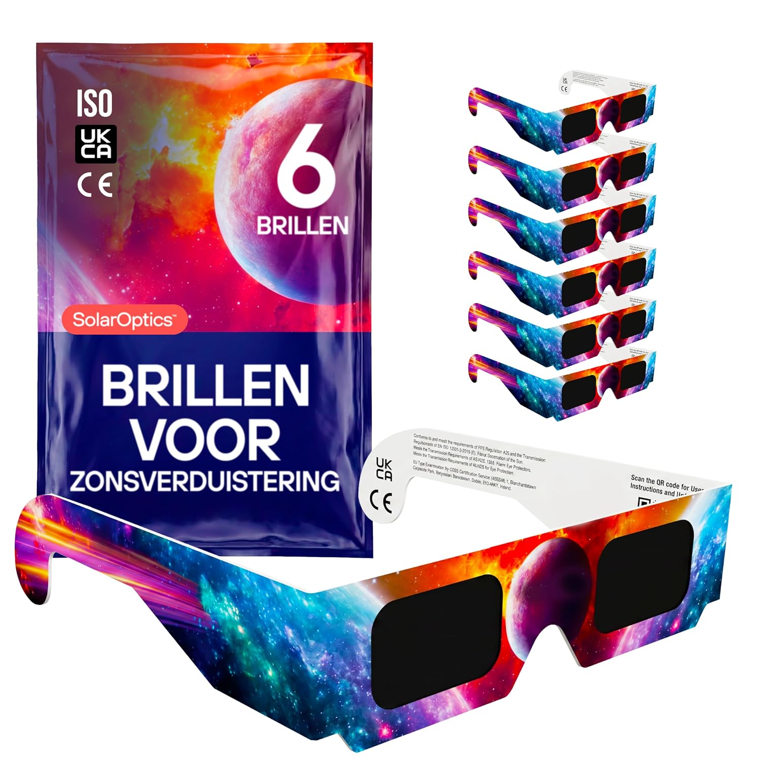 Zonsverduisteringsbrillen – ISO 12312-2 en CE & UKCA-gecertificeerd, veilige oogbescherming, observatie van de zon, AAS 2026, multipack