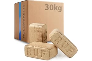 STAHL-SHOP24 30kg RUF Hartholz Briketts Buche & Eiche Holz - Nachhaltige Holzbriketts ohne Bindemittel, ohne chemische Zusätze, CO2-neutral, hohe Wärmeleistung, für Kamin, Kachelofen, Ofen, Grill und Feuerschalen